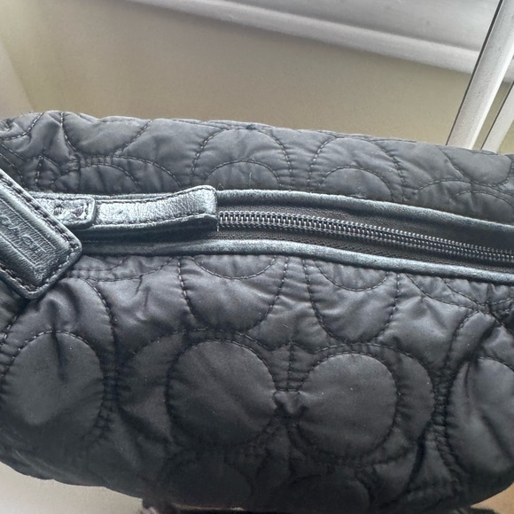 Coach Y2K Soho Quilted Mini Hobo Shoulder Bag Lather Nylon Wristlet Zipper Black - Picture 6 of 16